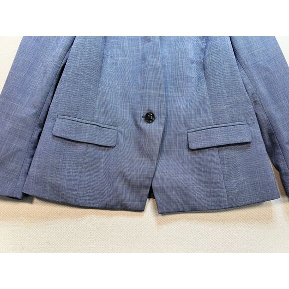 Banana Republic Inverted Collar Blazer Jacket Womens 4 Petite Blue One Button - Picture 5 of 13